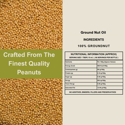 Gopalak Farms Wood Pressed Groundnut Oil | Unrefined | Kacchi Ghani | Cholesterol Free | Rich Aroma