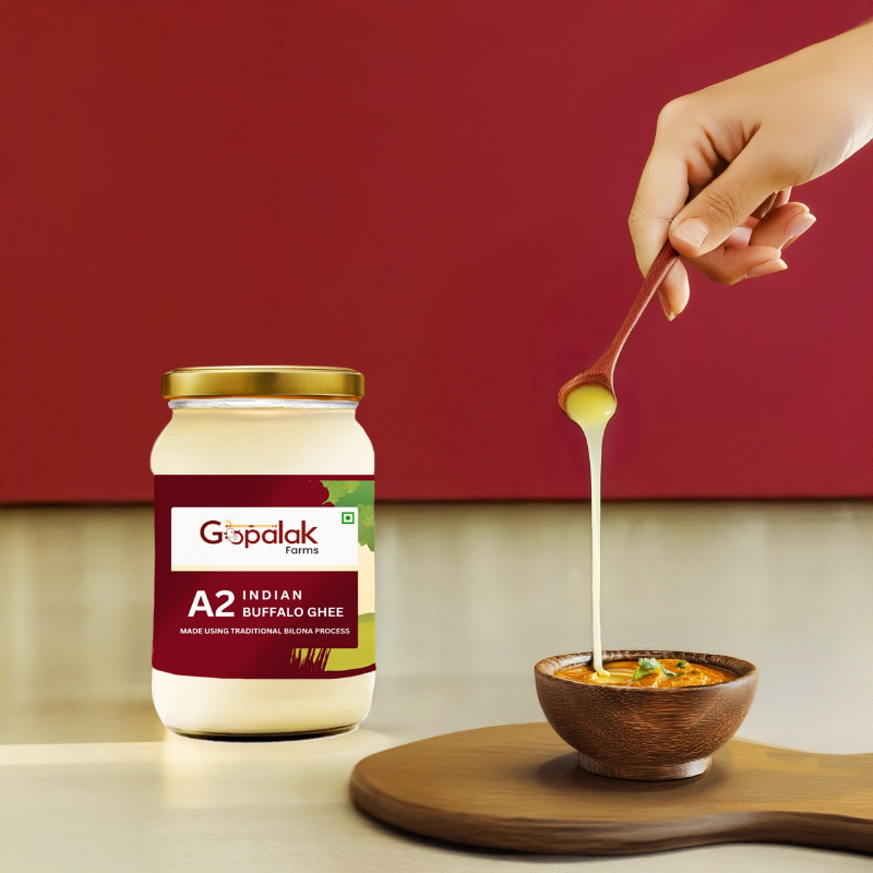 Gopalak Farms A2 Buffalo Ghee Bilona Method | Desi A2 Milk | Rich Aroma | Nutrient Dense | Gut Friendly