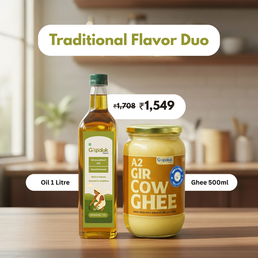 A2 Gir Cow Ghee 500ML + Groundnut Oil 1LTR