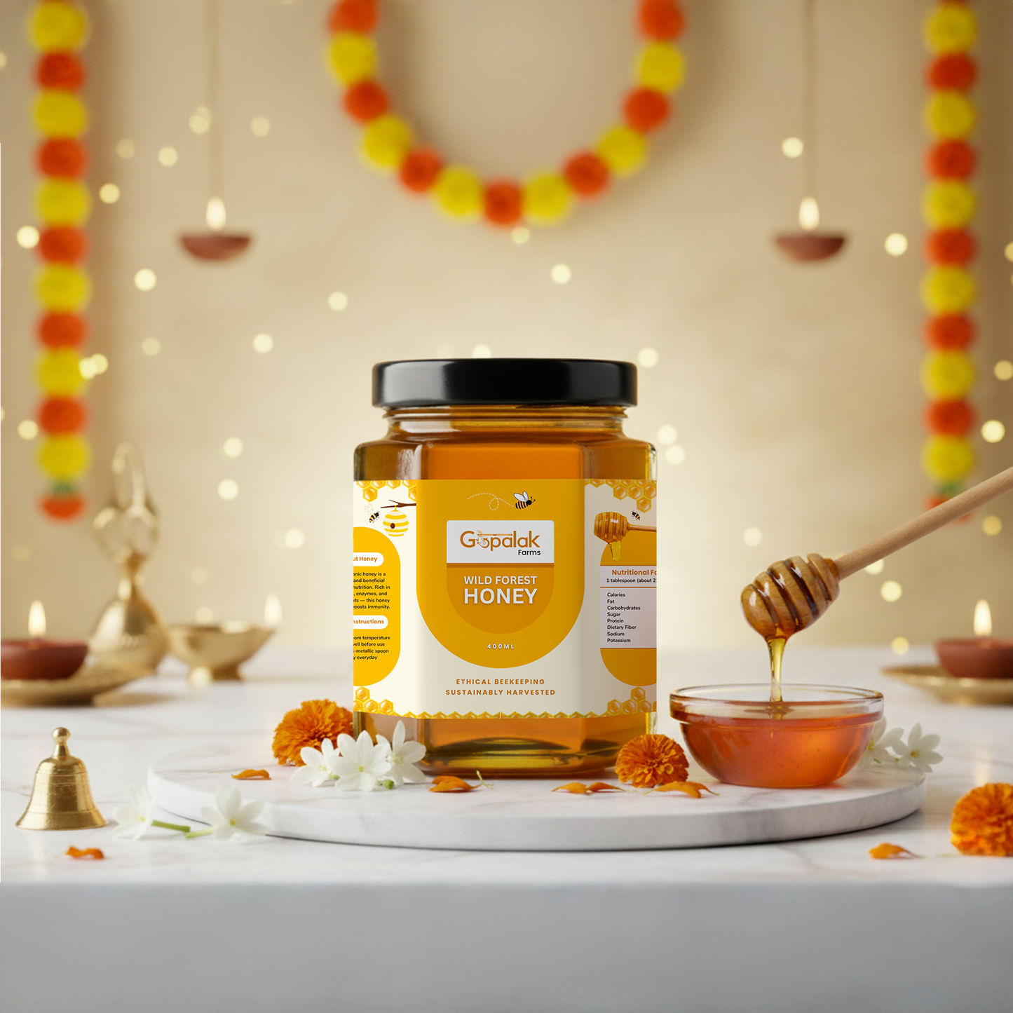Gopalak Farms Wild Forest Honey 500 gm | 100% Pure & Unprocessed | Antioxidant-Rich