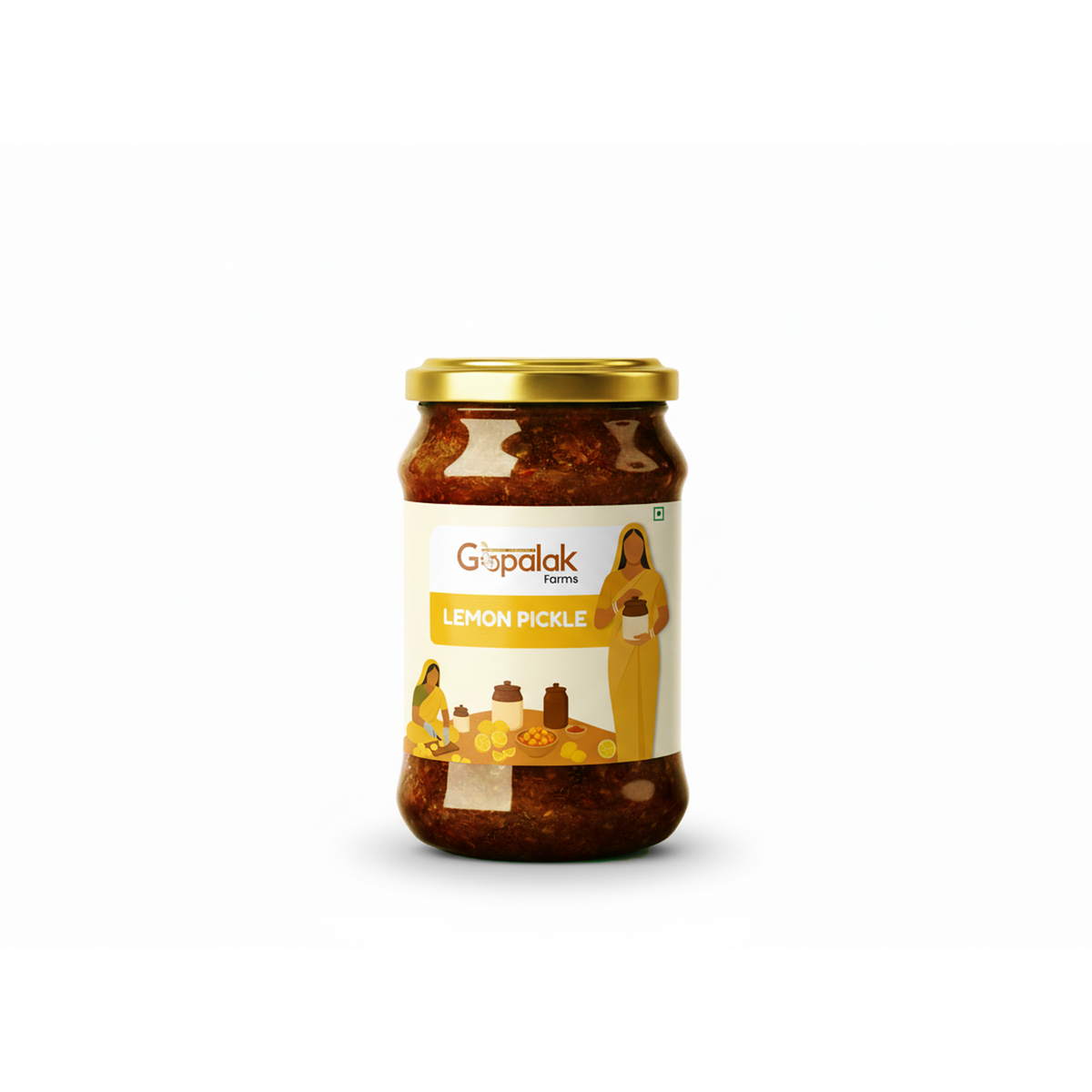 Jar of Gopalak Lemon Pickle on a white background