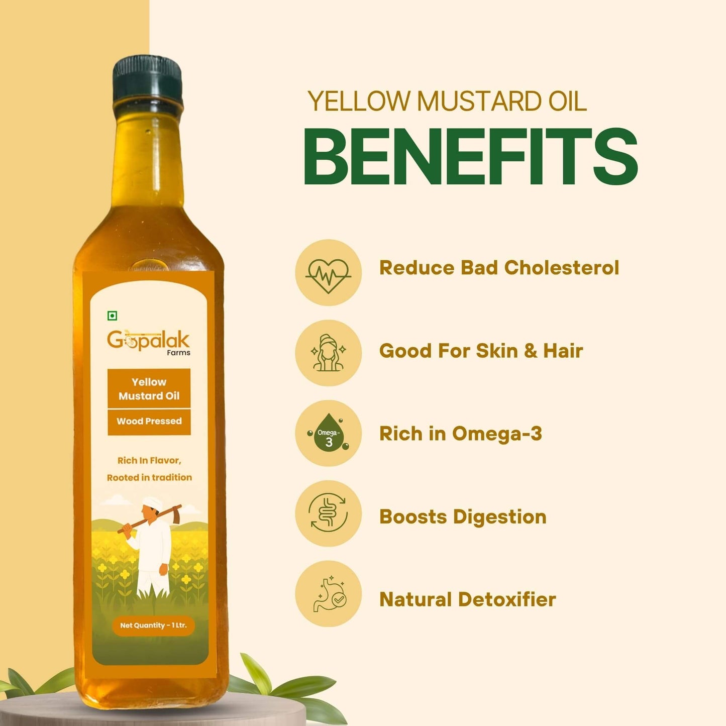 Gopalak Farms Wood Pressed Yellow Mustard Oil
