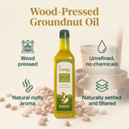 Wood pressed groundnut oil: unrefined, natural nutty aroma, naturally settled